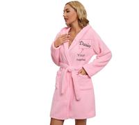 Personalised Women's Flannel Dressing Gown With Embroidered Name - Customisable Bathrobe With Furry Ears in Sizes S-XXL - Cosy Winter Loungewear For Women Gift#7