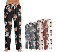 Personalised Women's Striped Pyjama Pants with Custom Photo Comfortable Flannel Lounge Pajama Bottoms, Unique Birthday Gifts for Her, Mother, Sister, Daughter