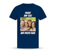 Personalised Women's T-Shirt - Custom Text & Design, Short Sleeve Cotton Tee Navy