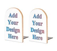 Personalised Wood Book Ends for Shelves,Custom Bookends Office Book Stand Personalised Decorative Bookend Heavy Duty Non-Slip Book Holders Stopper for Home Family Office School