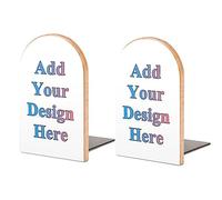 Personalised Wood Book Ends for Shelves,Custom Bookends Office Book Stand Personalised Decorative Bookend Heavy Duty Non-Slip Book Holders Stopper for Home Family Office School
