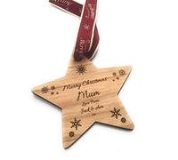 Personalised Wood Christmas Tree Star Decoration - Engraved Christmas Gift for Mummy, Daddy,Nanny,Nanna, Grandad etc