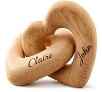 Personalised Wood Hearts with Names, Infinity Interlocking Heart Wooden Sculpture, Custom Love Knot Decor, Romantic Valentine's Gift Wedding Keepsake for Couples, Handcrafted Home Decor