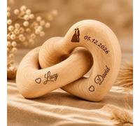 Personalised Wood Interlocking Hearts with Names, Custom Engraved Infinity Heart Sculpture for Couples, 5th Anniversary Wood Gift, Anniversary Wedding Gifts for Him Her, Handcrafted Decorations