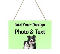 Personalised Wood Sign with Photo Text Custom Plaques Hanging Signs for Wall Door Bedroom Garden House Name Welcome Sign Board Kitchen Farmhouse Home Decor Gifts, 30x20cm