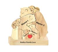 Personalised Wooden Bear Family Puzzle - Custom Jigsaw with 2-7 Names | “We Are One” Animal Sculpture | Home Décor Gift for Birthday, Christmas, Anniversary, Mother’s Day & Father’s Day (6 Names)