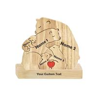 Personalised Wooden Bear Family Puzzle - Custom Jigsaw with 2-7 Names | “We Are One” Animal Sculpture | Home Décor Gift for Birthday, Christmas, Anniversary, Mother’s Day & Father’s Day (5 Names)