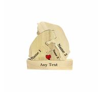 Personalised Wooden Bear Family Puzzle, Natural Wood Construction, 3 Bears Design with Heart Detail, Customizable Names, Decorative Display Stand Christmas