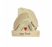 Personalised Wooden Bear Family Puzzle, Natural Wood Construction, 4 Bears with Heart Design, Custom Name Engraving, Decorative Display Stand Christmas 2025