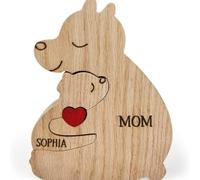 Personalised Wooden Bears Family Puzzle Gifts with Names, Custom Wooden Puzzles, Personalised Jigsaw Puzzle with 2-8 Name,Customized for Mom, Dad for Grandma, Birthday Presents