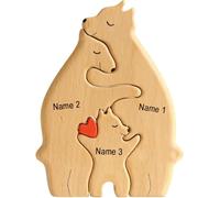 Personalised Wooden Bears Family Puzzle Gifts with Names, Custom Wooden Puzzles, Personalised Jigsaw Puzzle with 1-8 Name,Customized for Mom, Dad for Grandma, Birthday Present,Home Decor