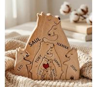 Personalised Wooden Bears Family Puzzle with 2-9 Family Names, Custom We are One for Home Decor and Birthday House Warming Gifts for Mom, Dad, Grandma