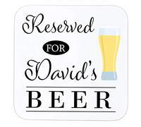 Personalised Wooden Beer Coaster | Custom Name Drinks Mat | Beer Lover Gift for Him Husband Boyfriend Dad Grandad Uncle Brother Friend Colleague