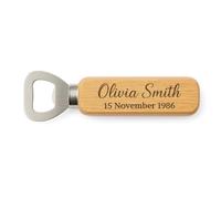Personalised Wooden Bottle Opener - Custom Engraved Name & Message - Premium Wood & Stainless Steel - Unique Gift for Birthday, Father’s Day, Mother’s Day, Christmas, Weddings, Anniversaries & Special