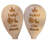 Personalised Wooden Cake Smash Spoon, Unique 1st Birthday Party Gift, Laser Engraved with Any Name of Your Choice. Great for That First Birthday Photo Shoot and a Lasting Memory Item.