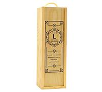 Personalised Wooden Champagne Box Engraved Gift Printed Diamond Initial Rustic Rope Handle Lid
