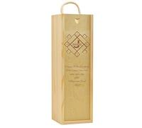 Personalised Wooden Champagne Box Engraved Gift Printed Square Initial Rustic Rope Handle Lid