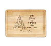 Personalised Wooden Chopping Board Custom Cheese Board Wood Gift for Christmas Wedding Anniversary Birthday House Warming with Any Message Name Date Text Engraved (Snow)