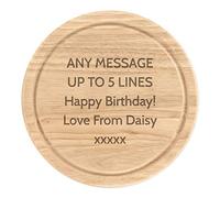 Personalised Wooden Chopping Cheese Board Round 25cm Custom Any Message Text Name