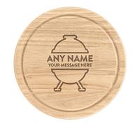 Personalised Wooden Chopping Cheese Board Round 25cm Name Any Message BBQ Grill Middle Custom Grill Master King