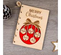 Personalised Wooden Christmas Card - Engraved Merry Christmas Keepsake Card with Message Ornaments - Custom Message - Unique Christmas Gifts for Family, Her, Him - Includes Envelope