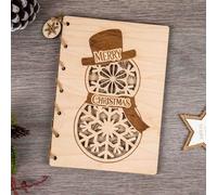 Personalised Wooden Christmas Card - Engraved Snowman Keepsake Card with Option for Custom Message - Unique Christmas Gifts for Family, Her, Him, Kids - Includes Envelope