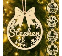 Personalised Wooden Christmas Decorations, Personalised Christmas Tree Decorations Wooden Ornaments, Custom Xmas Hanging Bauble 2025 Gifts for Mom Dad Family Kids Friends