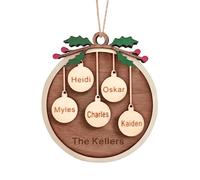 Personalised Wooden Christmas Ornaments Gifts with Family Names, Custom Wood Ornaments for Christmas Tree Decorations