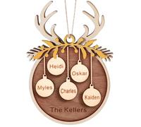 Personalised Wooden Christmas Ornaments Gifts with Your Family Names, Custom Wood Ornament Gift for Christmas Tree Hanging Decorations - Personalised Wooden Christmas Ornaments Gifts