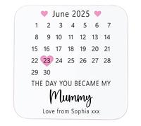 Personalised Wooden Coaster Gift | The Day You Became My Mummy Drinks Mat with Date & Love From Message
