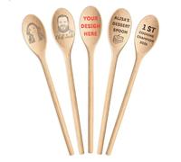 Personalised Wooden Cooking Spoon - Custom Engraved Spoon with Photo, Name, Text for Baking & Mixing, Kitchen Utensil Gift for Mum, Dad, Chef, Housewarming, Birthday & Christmas