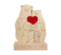 Personalised Wooden Cute Bear Puzzle with 2-6 Family Name, Custom Family Member Names Puzzle Home Gifts, Custom Family Name Sculpture, Wood Bears Family Puzzle Gift