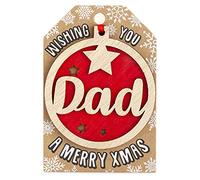 Personalised Wooden Dad Red Hanging Christmas Tree Bauble Decoration