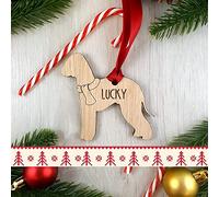 Personalised Wooden Dog Decoration - Sustainable Oak Christmas Tree gift present - Various Animal Pet Breeds - Pet Puppy Cat Kitten Xmas
