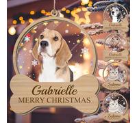 Personalised Wooden Dog Ornament for Christmas Trees with Photo Name Custom Pet Keepsake Gift for a Dog Lover