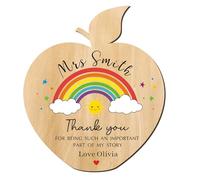 Personalised Wooden Fridge Magnets - Custom Teacher Gifts with Any Name - Best Thank You Gifts for Women, Men & Tutors (Apple, Design 1)