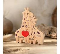 Personalised Wooden giraffe Family Puzzle with 2-9 Family Names, Custom We are One for Home Decor and Birthday House Warming Gifts for Mom, Dad, Grandma