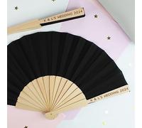 Personalised Wooden Hand Fan with Custom Text, Black Folding Handheld Fan, Hen Do Abroad, Bridal Party Favours, Girls Weekend, Pool Party, Destination Wedding Favours (Sample)