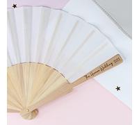 Personalised Wooden Hand Fan with Custom Text, White Folding Handheld Fan, Hen Do Abroad, Bridal Party Favours, Girls Weekend, Pool Party, Destination Wedding Favours (Pack of 15)