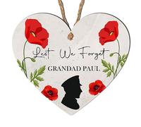Personalised Wooden Heart for Remembrance Day - Lest We Forget Engraved Keepsake with Poppy Design - Thoughtful Remembrance Gifts (Mdf Wood Indoor Use Only 10cm x 9cm, Design 1)