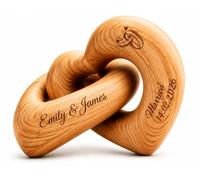 Personalised Wooden Hearts with Name, Infinity Interlocking Love Hearts Sculpture, Custom Love Knot Home Decoration, Romantic Wedding Anniversary New Home Gifts for Women Men Couples (02)