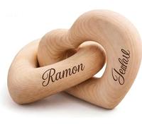 Personalised Wooden Hearts with Name, Infinity Interlocking Love Hearts Sculpture, Custom Love Knot Home Decoration, Romantic Wedding Anniversary New Home Gifts for Women Men Couples (01)