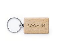 Personalised Wooden Hotel Keyring Engraved Room Number Keychain, Custom Wood Key Tag for Hotel, Airbnb, Holiday Let, Guest House, B&B, Serviced Apartment, Property Keyring with Room Name or Number