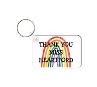 Personalised Wooden Keyring - Thank You Gift with Vibrant Rainbow Design, Handmade Teacher Keepsake for Appreciation, Retirement, End of Term Gifts