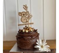 Personalised Wooden Koala Cake Topper - Custom Name Decoration for Kids' Birthday Parties & Jungle Theme Cakes