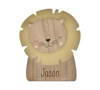 Personalised Wooden Lion Money Box for Children, 17 x 20 x 4 cm