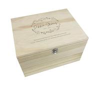 Personalised Wooden Memorial Wreath Keepsake Memory Box | Customizable Remembrance Bereavement Gift | Metal Hinges and Clasp | Custom Name, Date and Verse | W36cm x D27cm x H20cm