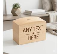 Personalised Wooden Money Box - Custom Engraved Savings Box - Wedding Fund, First Home Fund, Travel Fund or Kids Money Box - Unique Gift for Couples, Children & Families