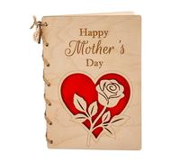 Personalised Wooden Mother's Day Card - Elegant Rose Heart Design - Custom Engraved Keepsake for Mum, Grandma - 17x12cm Maple Veneer Greeting - Meaningful Gift from Son or Daughter