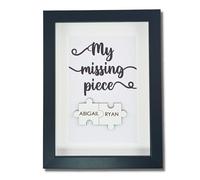 Personalised Wooden 'My Missing Piece' Valentine's Day Puzzle Pieces Couple Box Frame - Add your names - Anniversary, Birthday or Wedding